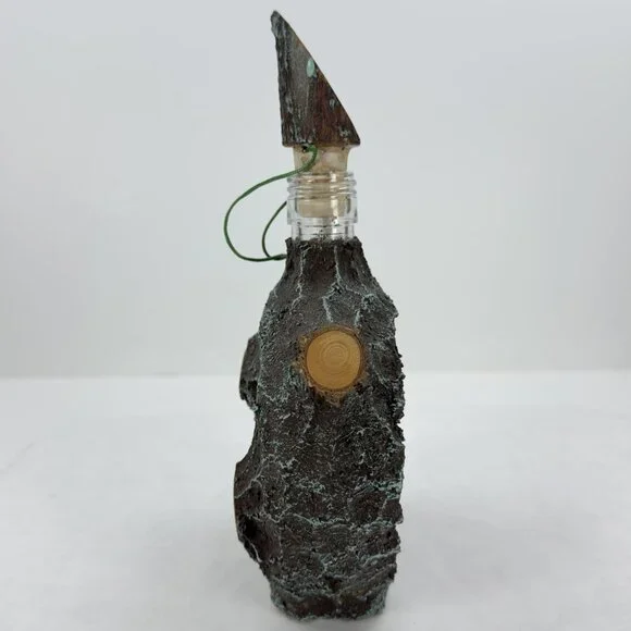 Vintage Austrian Decanter Glass Bottle Scenic Linz Tree Bark Design Cork Stopper - Picture 3 of 12